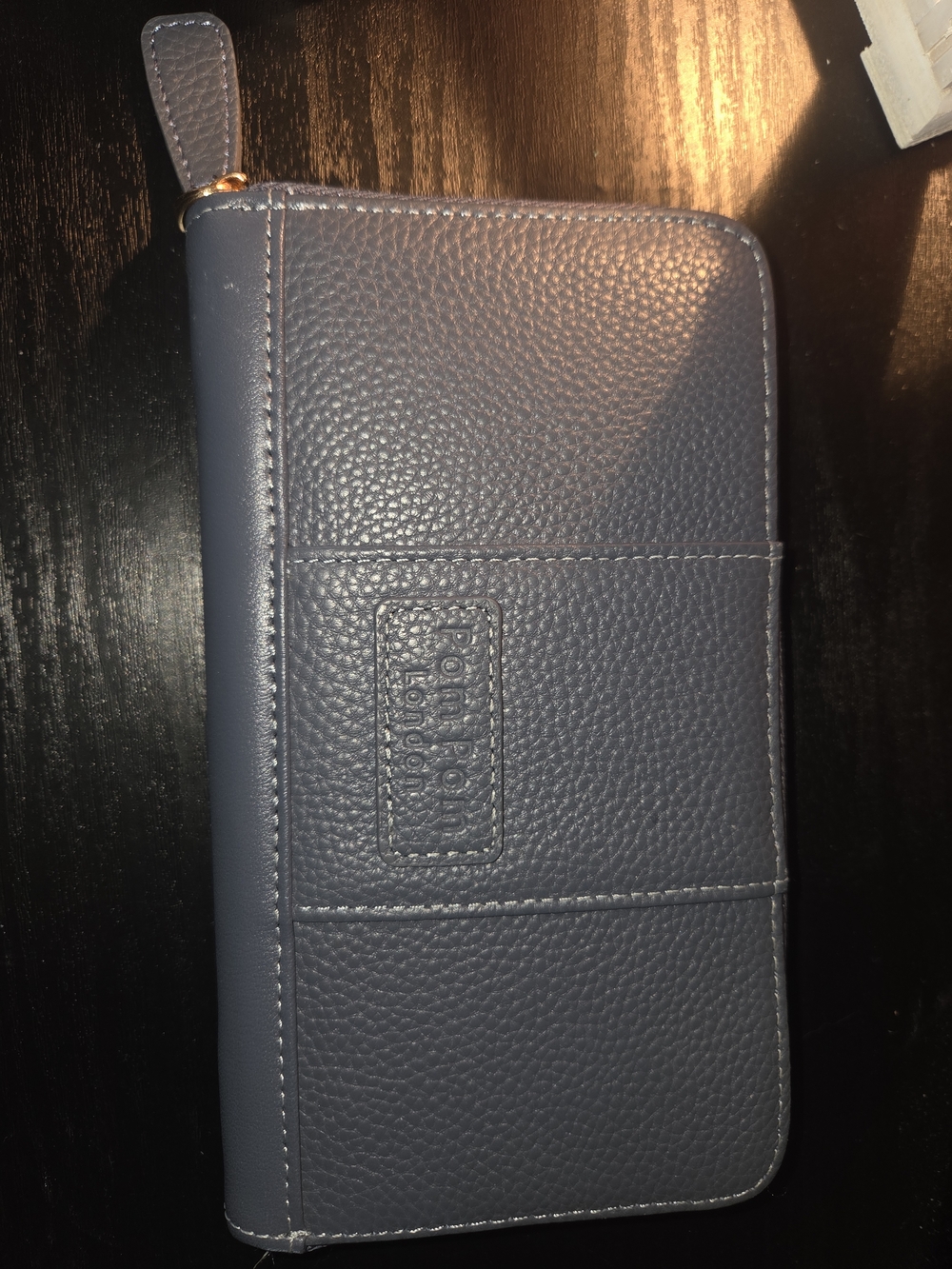 Pom Pom Womens Zip Wallet - Slate Blue